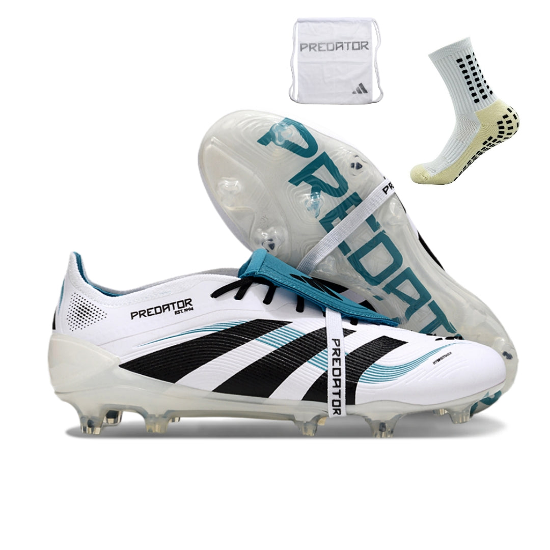 Adidas Predator 25 Elite Tongue FG - Branco e Azul – Acstorechuteiras