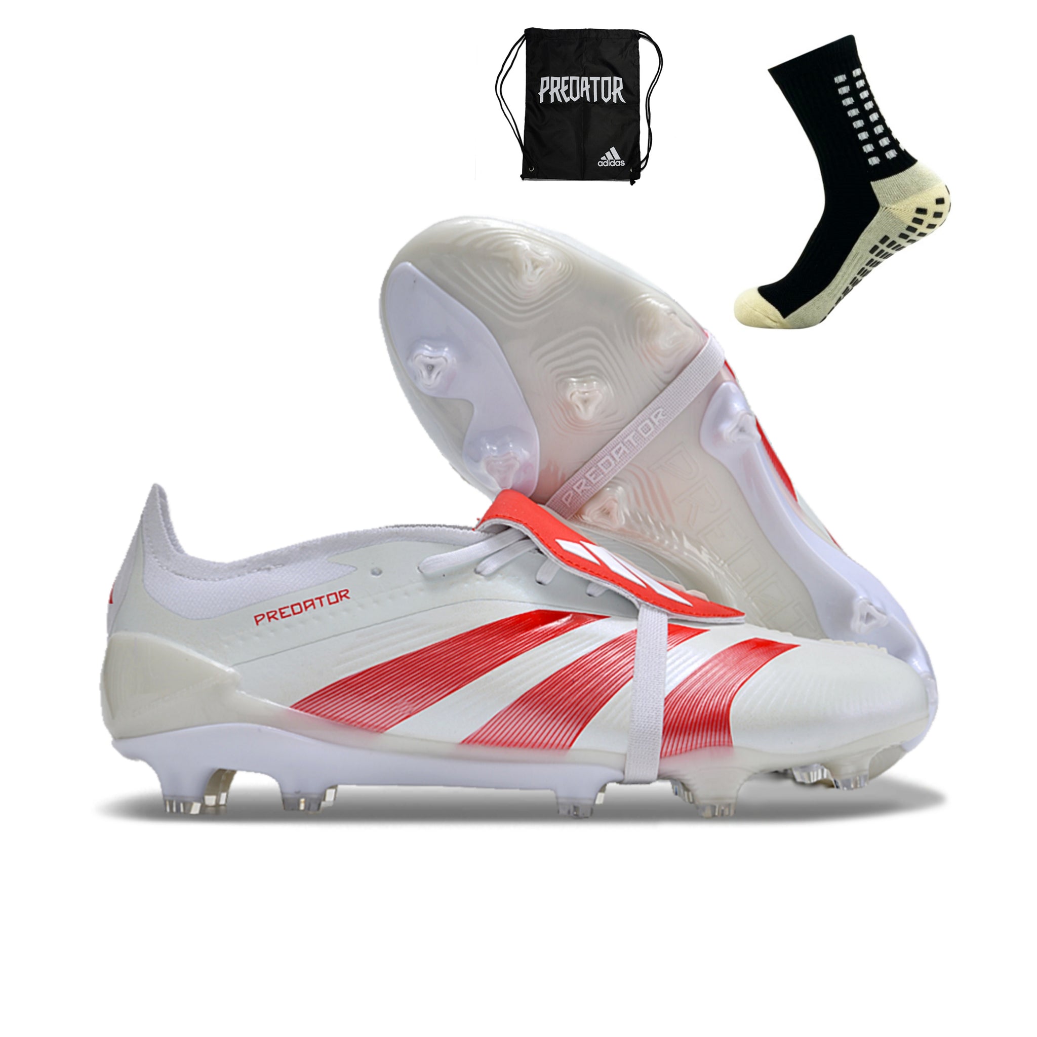 Adidas Predator Elite Tongue FG - Branco Vermelho – Acstorechuteiras