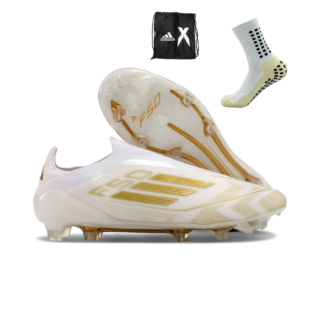 Adidas F50 Elite Laceless FG - Branco Dourado