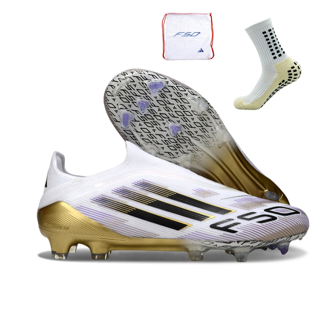アディダスF50 Elite Laceless FG (JR6458) Adidas F50 Elite Laceless FG - Branco Dourado – Acstorechuteiras
