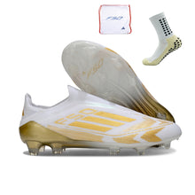 Carregar imagem no visualizador da galeria, Adidas F50 Elite Laceless FG - Branco Dourado
