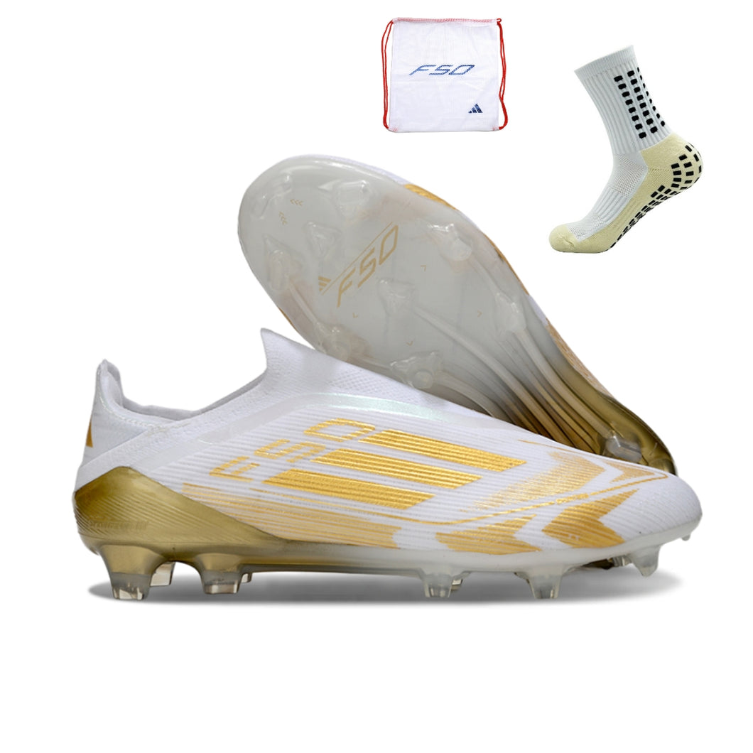 Adidas F50 Elite Laceless FG - Branco Dourado